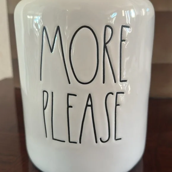 Rae Dunn *NWOT* "More Please" Large Ceramic Canister with Lid - Picture 4 of 13